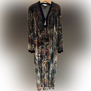 VTG Diamond Tea Abstract Animal Print Kaftan/Robe